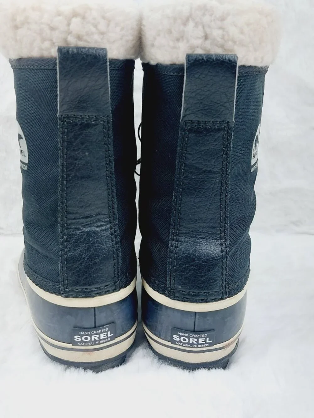 Sorel Girls Black Yoot Pac Nylon Waterproof Fur Trim Lace-Up Snow Boots Size 5